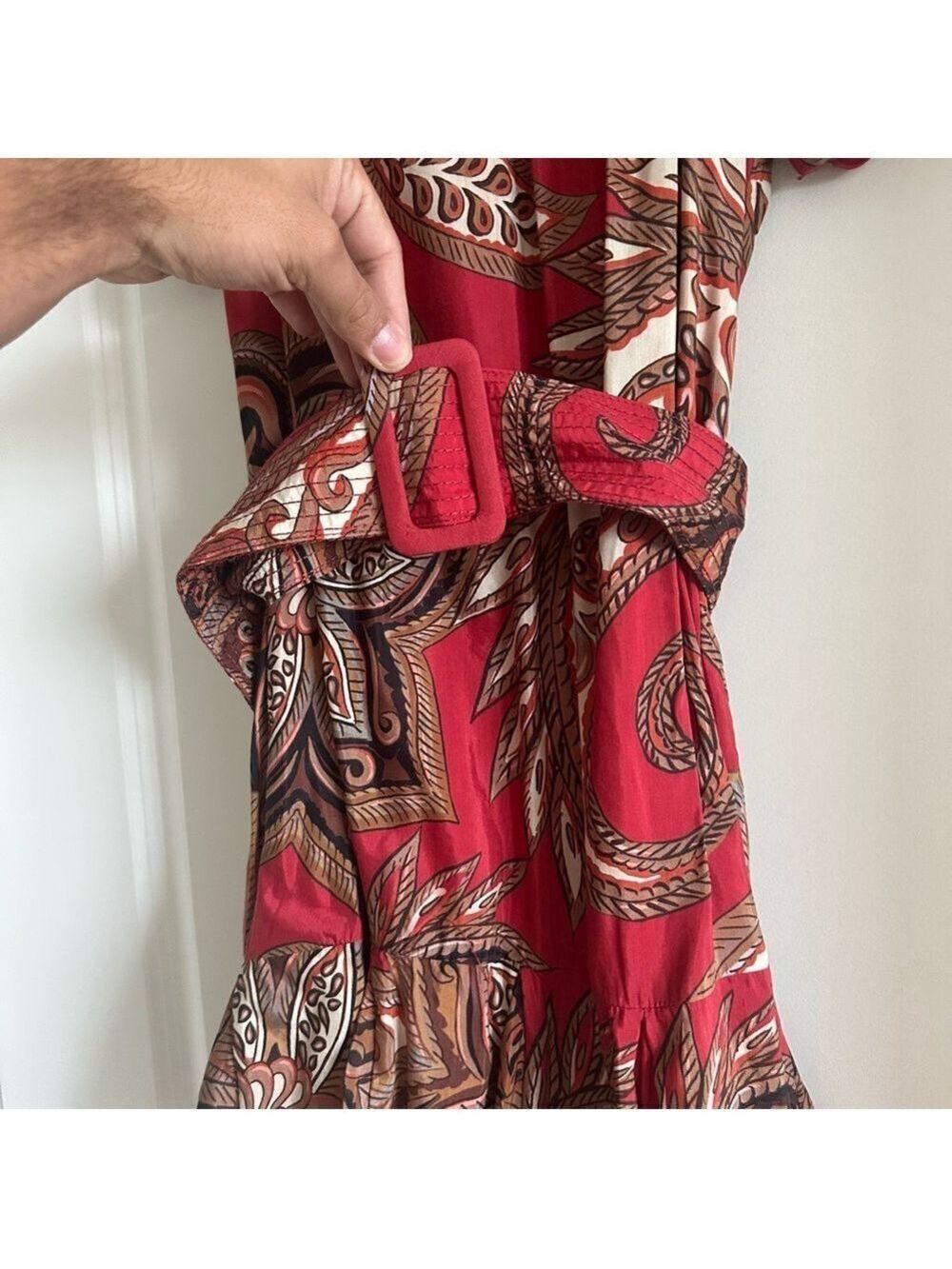 Farm Rio Leopard Paisley Burgundy Mini Dress - Picture 8 of 9